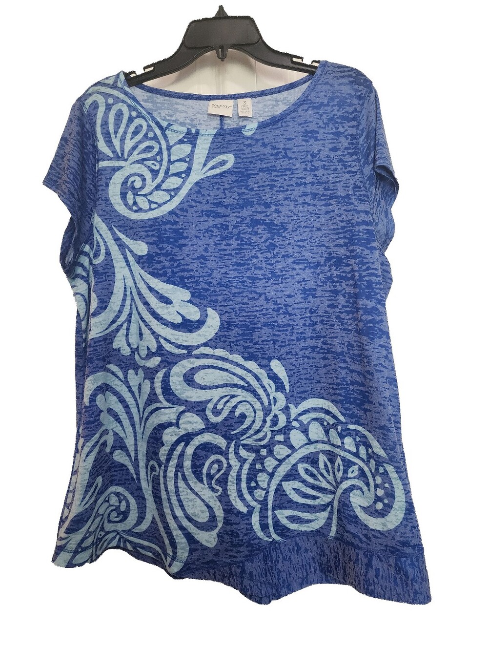 Chico's Zenergy Blue Short-Sleeve Paisley Print Tee SZ XL